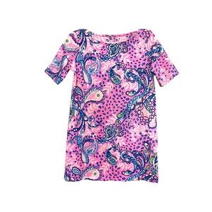 LILLY PULITZER Girls Mini Marlowe Pink‎ Madras Paisley Knit Dress Size S (4-5)